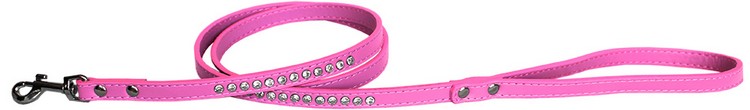 Clear jewel pet leash 1/2" wide x 6' long Bright Pink